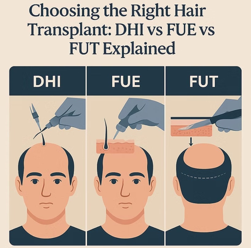 FUE vs FUT vs DHI: Which Hair Transplant Is Best for You?